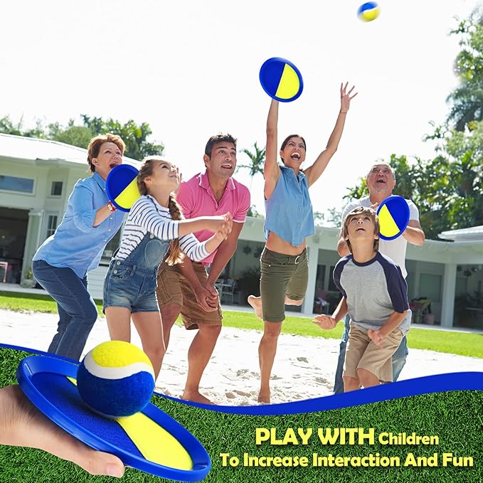 Charniol Kids Toys Toss and Catch Game Set 12 Paddles 6 Balls Beach Game Outdoor Ball Sports Games Toss and Catch Ball Set with Paddles Ball Nylon Catch Toys for Kids Adults