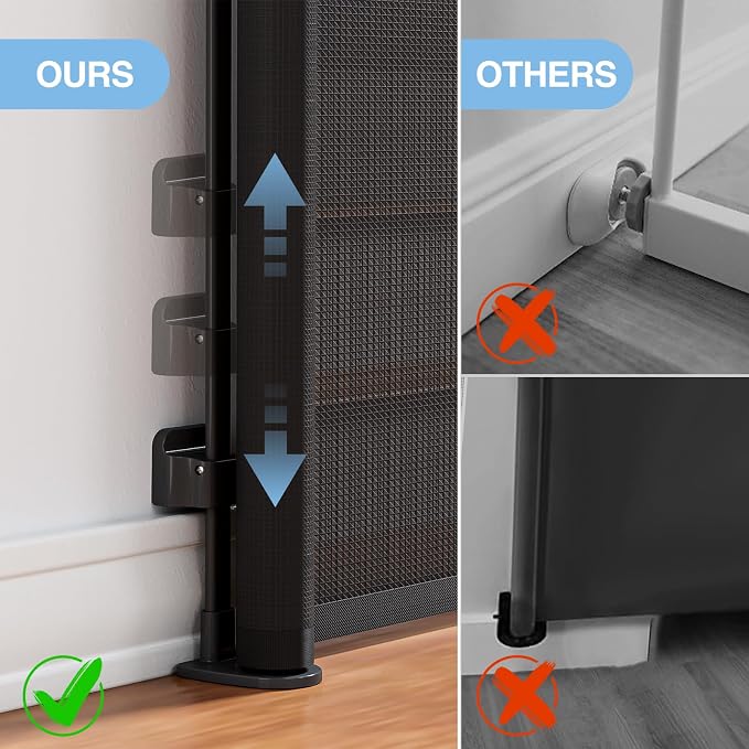 PRObebi Retractable Baby & Dog Gate - Extends to 110" Wide, 34" Tall, for Stairs, Doorways, Hallways, Outdoor, Deck, Porch