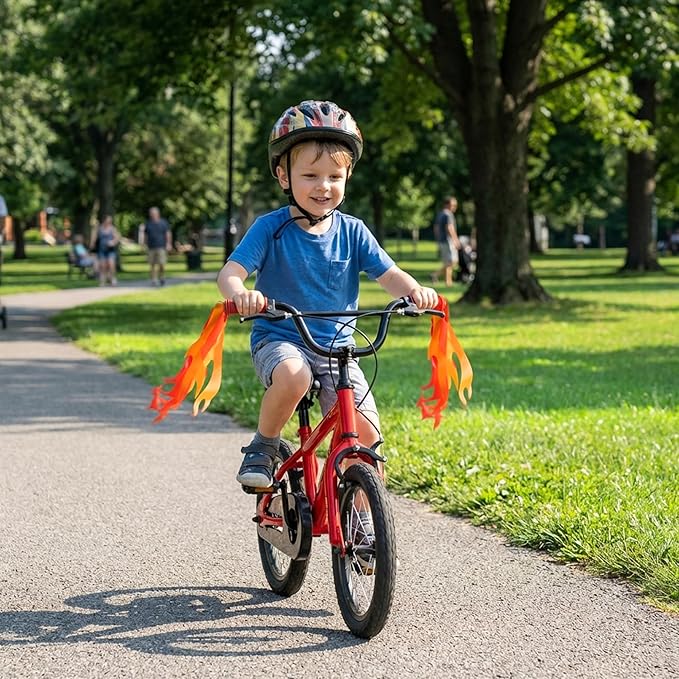 Flame Kids Bicycle Streamers, 10 Inches Flame Bicycle Tassels for Boys Girls, Colorful Bike Handle Decoration Accessories for Bicycle Handlebar Scooter Grips