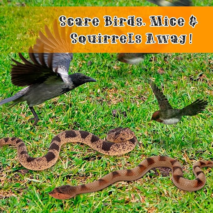2 Pcs Realistic Rubber Snakes, Plastic Snakes, Prank Snake Toys for Party, Tricking People, Kids Playing, Garden Props Decorations, 14in