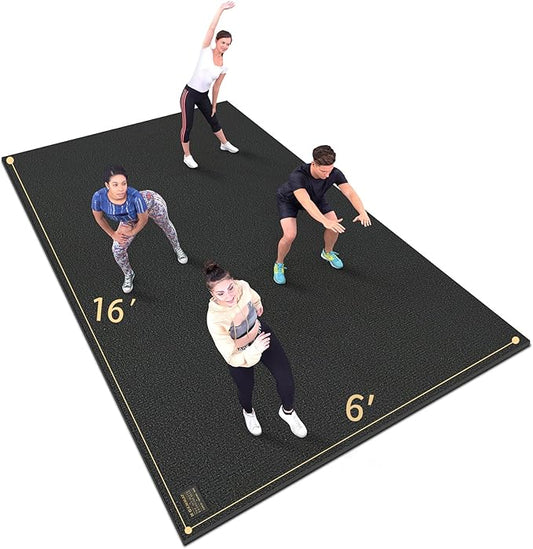 GXMMAT Extra Large Exercise Mat 16'x6'/12'x6'/10'x6'/8'x6'(7mm), Extra Wide Workout Mats for Home Gym Flooring, Non-Slip Thick Durable Cardio Mat for MMA,Plyo,Jump Rope,Weights,Fitness,Shoe-Friendly