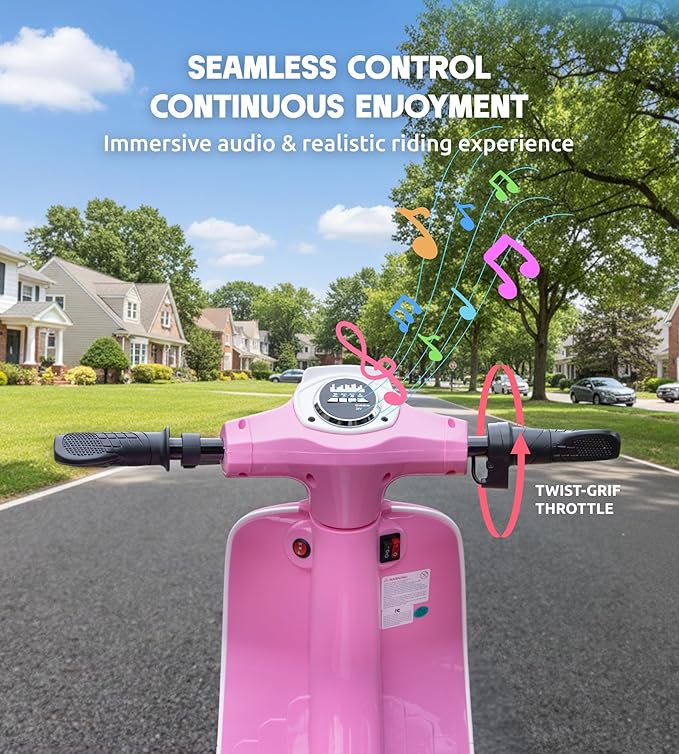 Kids Motorcycle, 2 Wheel Electric Motorcycle for Girls Ages 8-14, 24V Ride on Toys with Music, Story, Headlight, 3 Speed Options, Up to 60min Ride Time, for Riders up to 143 lbs, Easy Assemble, Pink