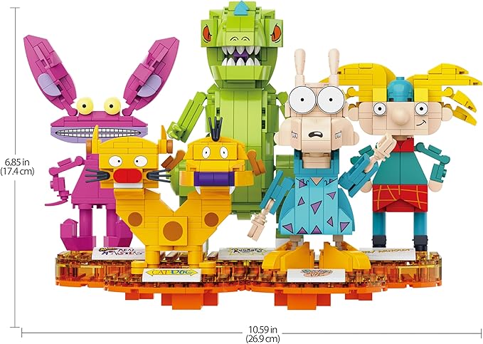 Brickcraft Nickelodeon 90s Brick Building Set 833-Piece Kit to Build Reptar, Arnold, Catdog, Ickis, Rocko Posable Figures for Display & Play Retro Holiday for Kids & Collectors Ages 12+