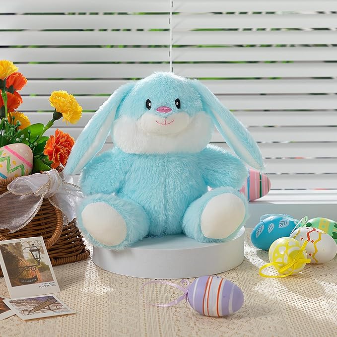 HollyHOME Bunny Stuffed Animal, Easter Bunny Plush Toys, Soft and Cuddly Stuffed Rabbit Easter Gift for Kids Baby Girls 7inch Powder Blue