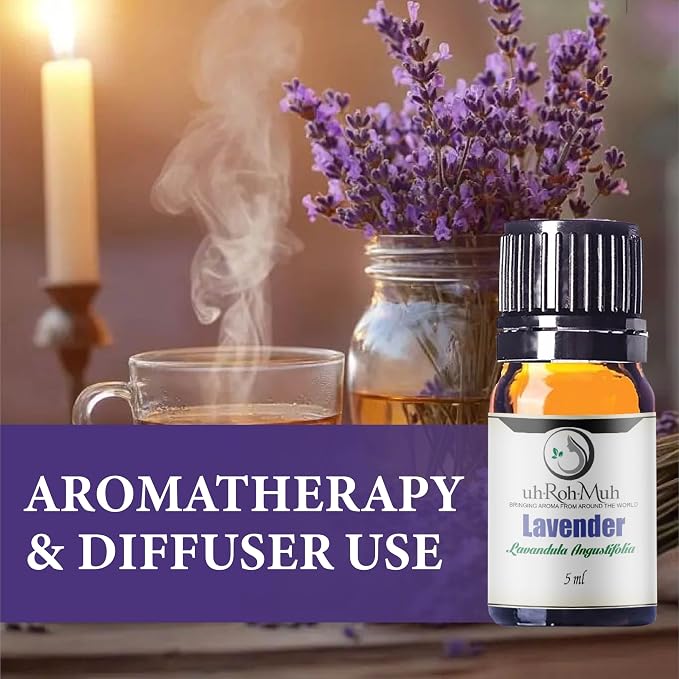 Organic Lavender Essential Oil - Steam Distilled Lavandula Angustifolia, Flower Oil, Premium Floral Aroma Middle Note Oil for Aromatherapy, Skincare, Haircare and DIY Cosmetic Formulations - 5 ml