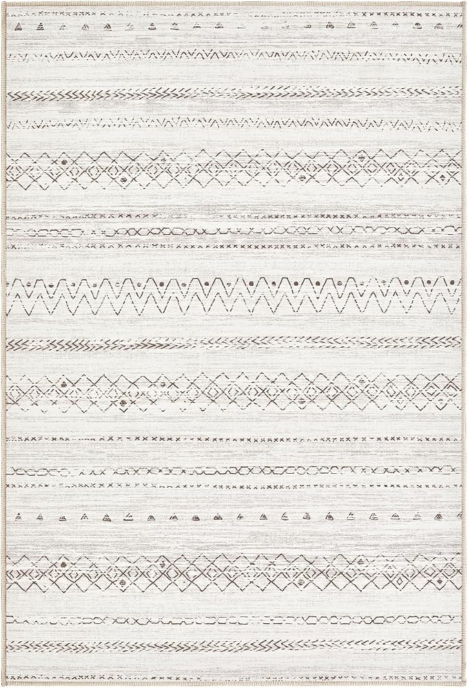 cotiled Washable 2x3 Entryway Rug: Washable Boho Rugs with Non Slip Backing Small Soft Indoor Stain Resistant Carpet for Kitchen Front Lightweight Home Decor Brown