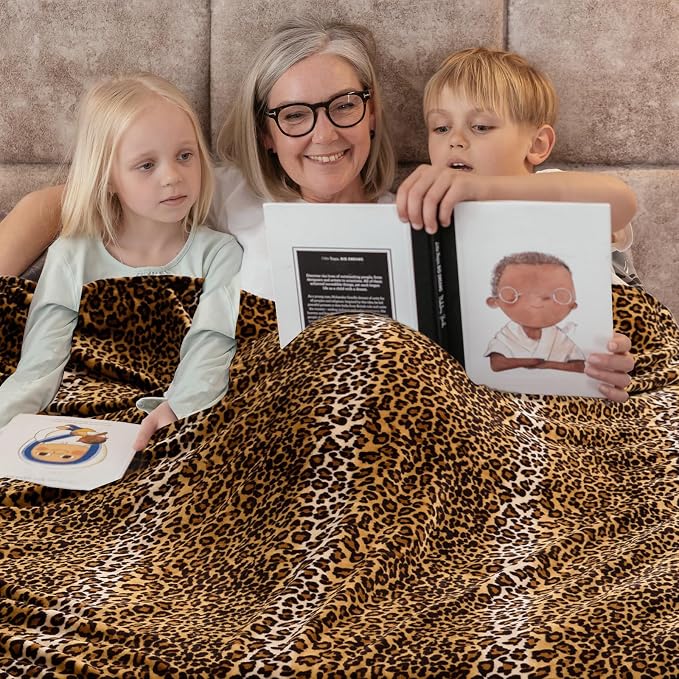 Bnuitland Leopard Print Fleece Flannel Twin Size Blanket, Super Soft 300 GSM Double Sided for Bed Sofa Couch Travel, Fuzzy Fluffy Cheetah Print Blanket for Adults and Kids, 60x80inch