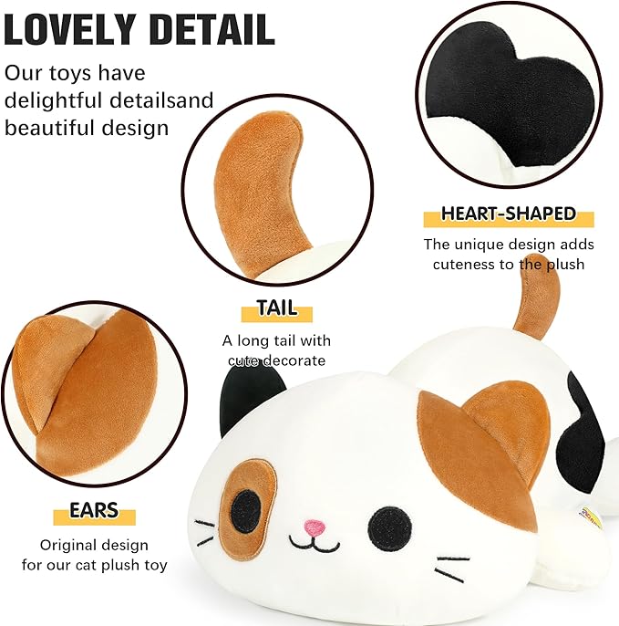 Onsoyours Original 9 Inch Cat Plush, Cute Calico Cat Stuffed Animal, Little Ultrasoft Kitten Plush Toy Kawaii Kitty Gift for Kids
