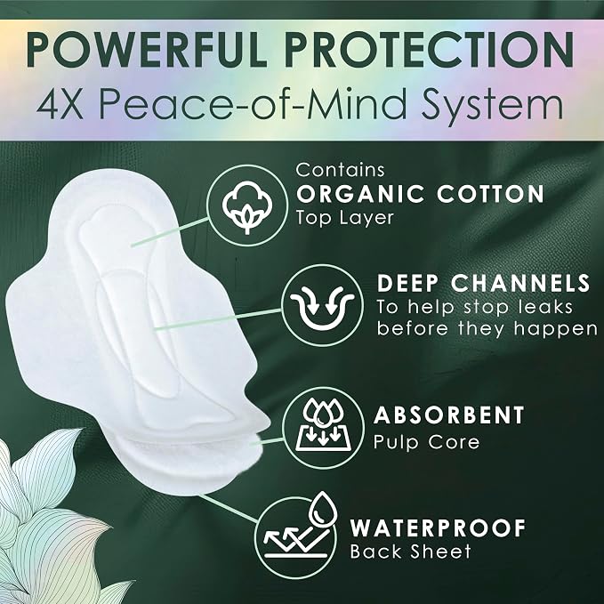 L. Ultra Thin Pads for Women, Super Absorbency, Organic Cotton Top Layer, Unscented Pads with Wings, 96 Count (4 Packs of 24)