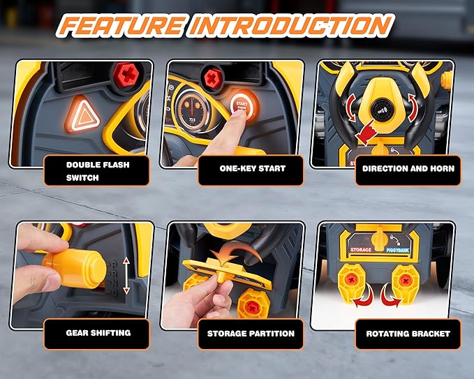 Interactive Truck Engine Toy with Removable Parts - Lights, Sounds, and Fun for Young Mechanics -Unleash Their Creativity and Motor Skills with This Truck Engine Toy (Yellow)