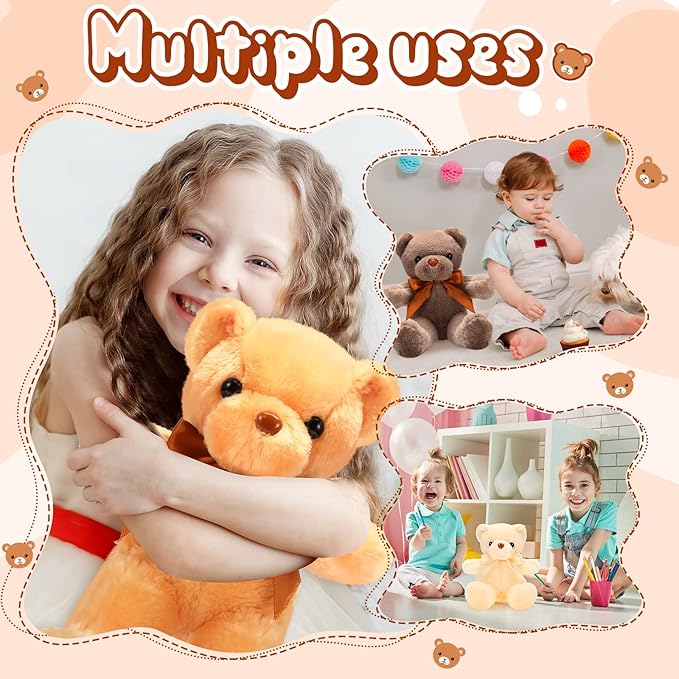 HyDren 24 Pcs Operation Christmas Bear Stuffed Animal Plush Gift Bulk 12 Inches Soft Toys for Kids Christmas Charity Donation, Holiday Party Favors & Classroom Gifts(Colorful)
