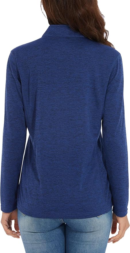 MAGCOMSEN Women's UPF 50+ Sun Shirts Long Sleeve 1/4 Zip Pullover Quick Dry Workout Hiking Tops Running Athletic Shirts