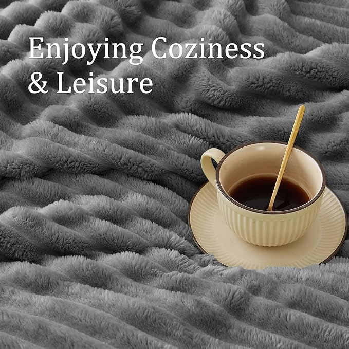 BEDELITE Ribbed Twin Blanket for Couch & Bed, Grey, 60"x80" | Ultra-Soft Plush Fleece, Cozy, Warm Yet Lightweight, Ribbed Texture, Home Decor, Machine Washable, Giftable, All-Season Use