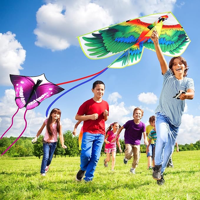 Leitee 6 Pack Large Kite for Kids and Adults Butterfly Kite for Kids Age 4-8-12 Dragonfly Owl Parrot Eagle Goldfish Teens Toy Easy to Fly for Game Beach Outdoor Activities Gifts(Cool Style)