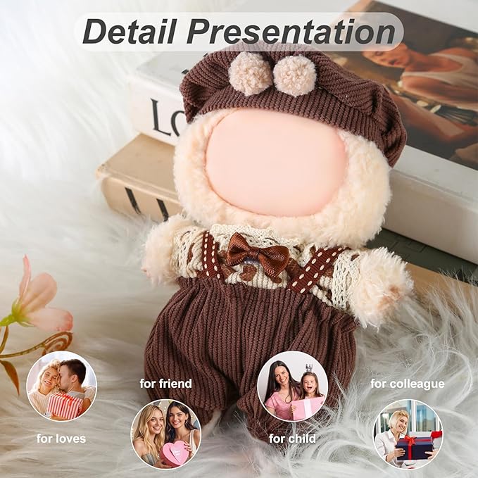 17cm Doll Clothes Set (No Doll) – Outfit with Hat & Overalls, Handmade Accessories for Mini Dolls, OB11-Compatible Dress-Up Gift (Gentleman)