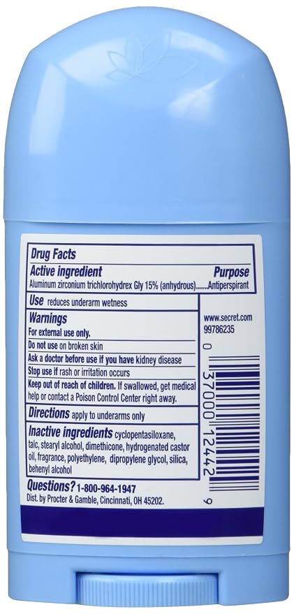 Secret Solid Antiperspirant and Deodorant Shower, Powder Fresh, 1.7 Ounce (Pack of 2)