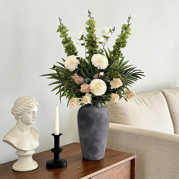 Starttag Large Ceramic Rustic Vase, 11 inch Farmhouse Flowers Tall Vase Vintage Texture Pottery Floor for Indoor Table, Centerpieces, Living Room Home Decor, Bronze