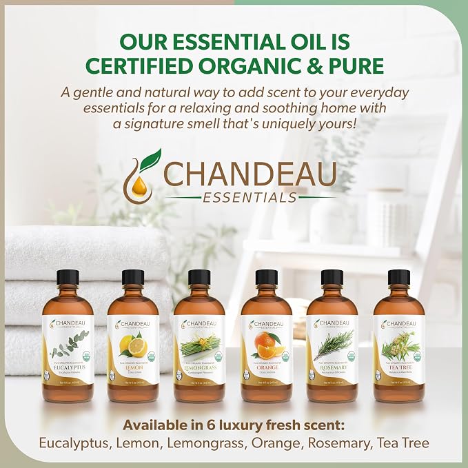 100% Pure Organic Essential Oil, Pure Tea Tree Essential Oil for Aromatherapy, Soap Making, Candles, Laundry, Perfume, Cleaners or Diffusers - Large Amber Glass Bottle, 16 oz.