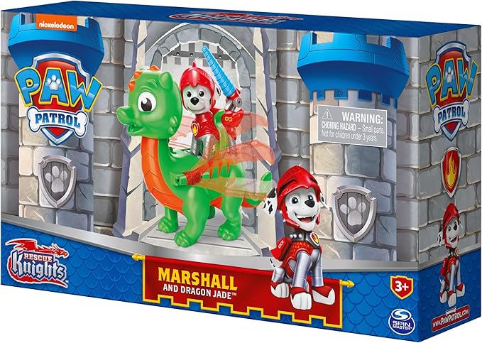 Paw Patrol, Rescue Knights Marshall and Dragon Jade Action Figures Set, Kids Toys for Ages 3 and up