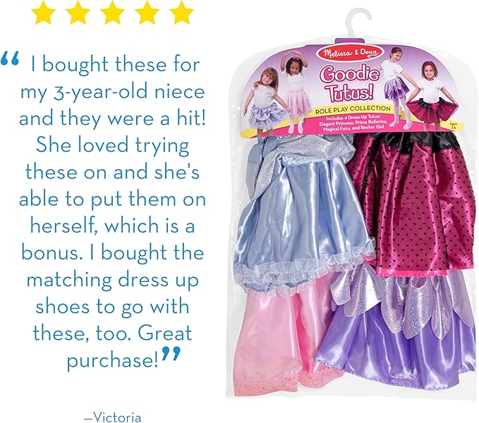 Melissa & Doug Role Play Collection - Goodie Tutus! Dress-Up Skirts Set (4 Costume Skirts)