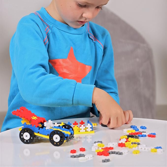 Plus Plus Color Cars Tube, Car Building Block Kit, 3D Puzzle Stem Toy Set for Kids, 200 Mini Interlocking Pieces - Hero