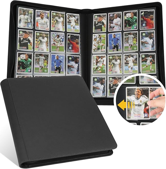 GERMUN PU Card Binder - 16 Pocket, Premium Holder Folders for 1000+ Cards, Double Sided Pocket Album for MTG, TCG (Black)