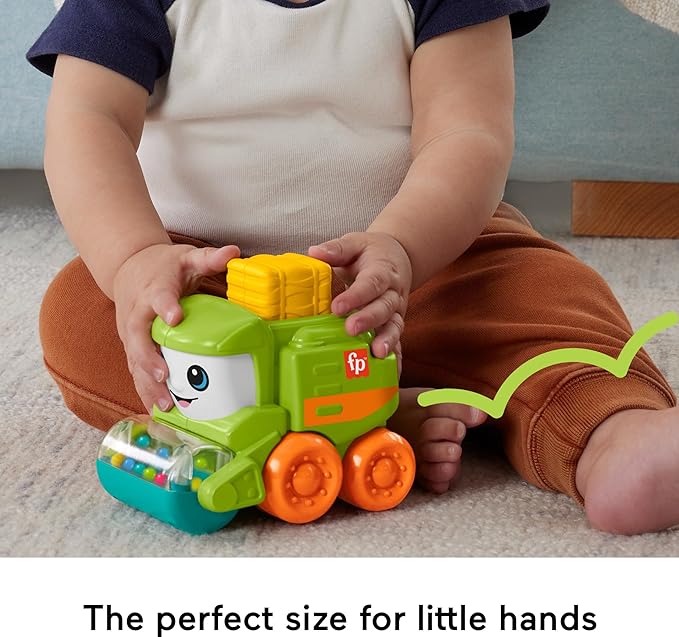Fisher-Price Baby Toy Rollin’ Tractor Push-Along Vehicle with Fine Motor Activities for Infants Ages 6+ Months