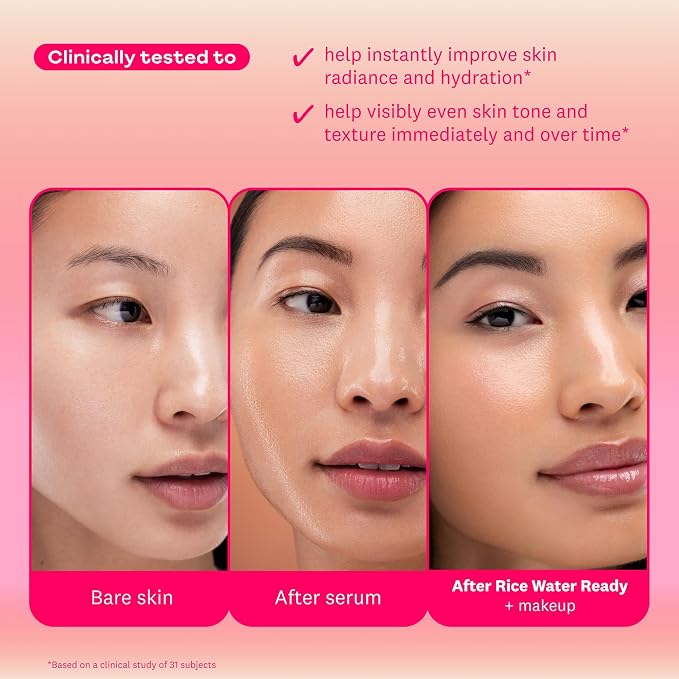 THE FACE SHOP Rice Water Ready Glowy Glazing Serum, Hydrating Glow Serum & Primer in one, Korean Skin Care, Skin Prep for Makeup with Peptides, Hydrating & Boosts Radiance