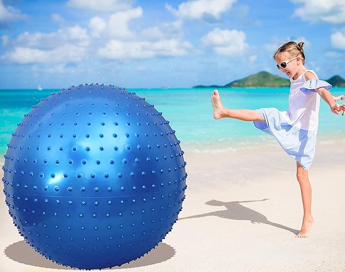 Large Sensory Massage Ball for Kids, Pack of 2 33.5" 85CM Bouncy Exercise Balls for Toddlers, Big Inflatable Toys with Tactile Spikes, Outdoor Giant Yoga Balls, Large Beach Ball