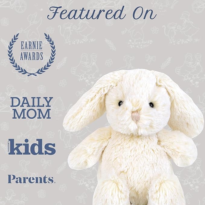 MON AMI Minnie The Bunny Plushie – 7.5” Soft and Cuddly Stuffed Animal Toy for Kids, Cute Easter or Birthday Gift, Huggable Bunny Plush for Children
