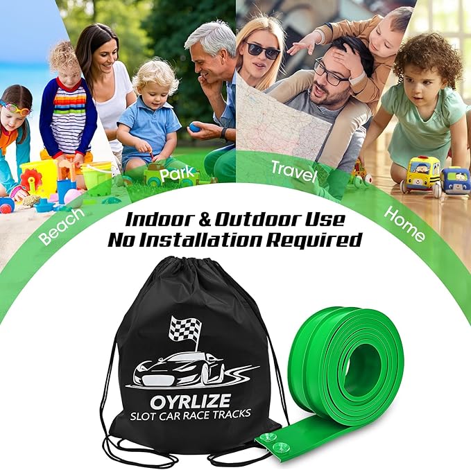 for Hot Wheels Race Car Flexible Track for Kids Toy,Diecast 1/64th Kids Toy Cars Flex Track Ramp 15Ft Starter Set Long Rolls Up Portable Flexible DIY Racetrack with Suction Cups for Boy Girl Age 3+