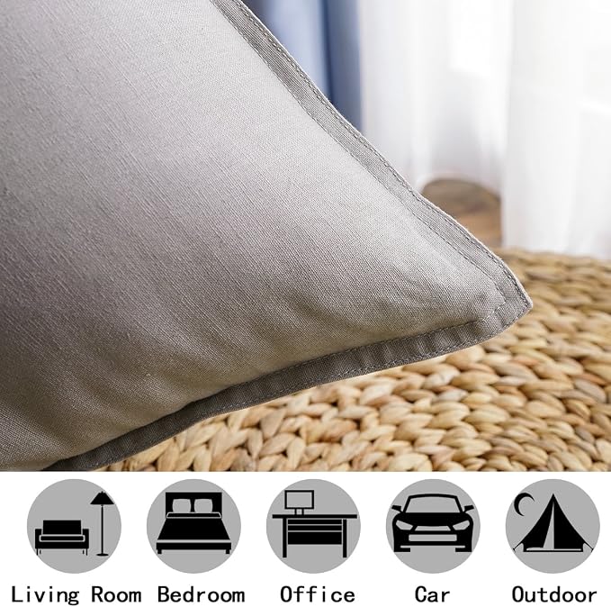 Jeanerlor Solid Cotton Linen Decoration Toss Throw Pillow Sham Cushion Case Special Pillow Cover Delicate Decorative Pillowcase for Children Kid Baby, 18"x18"(45 x 45cm), Silver Grey