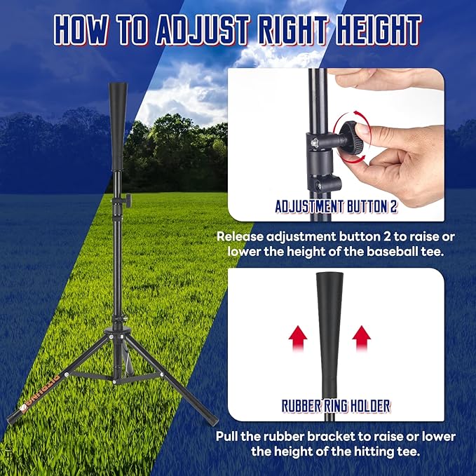 Baseball Softball Tee Batting Tee for Hitting T tee Ball Set Stand Baseball Softball Hitting Pitching Screen Net for Kids Teens Batting Net Set Training Equipment W/Carry Bag for Outdoor