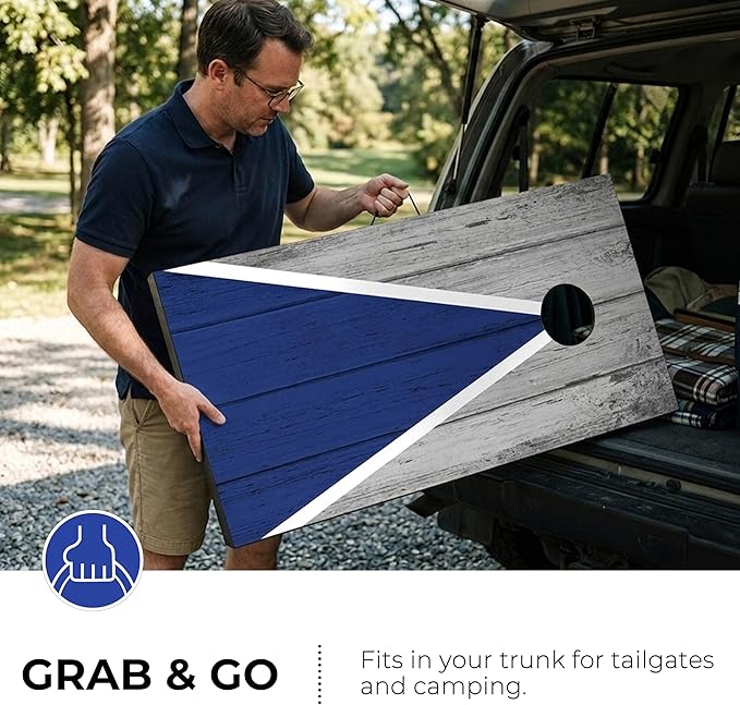 Portable Cornhole Board Set - Premium MDF Wood Corn Hole Game with 8 Regulation Bean Bags, for Backyard, Camping, and Outdoor Tailgating - Choose 3x2' Tailgate or 4x2' Regulation Size