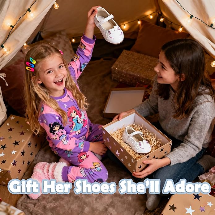 THEE BRON Mary Jane Ballet Flats - Girls' Dress Shoes with Hook & Loop Closure
