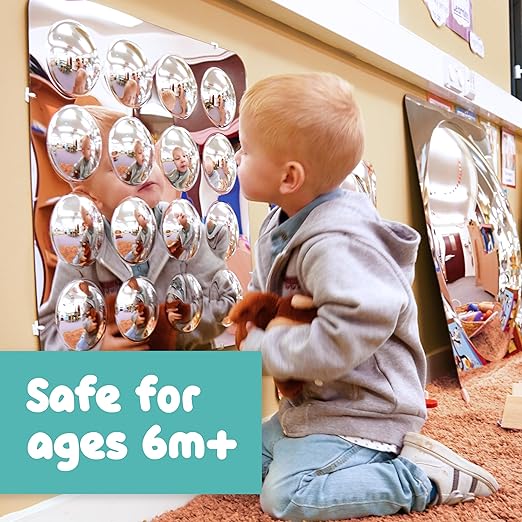 Spark & Wow Sensory Wall Toddler Mirror | Large | 16 Bubbles | for Ages 6m+ | Easy-to-Clean Acrylic | Stimulate Cognitive Development