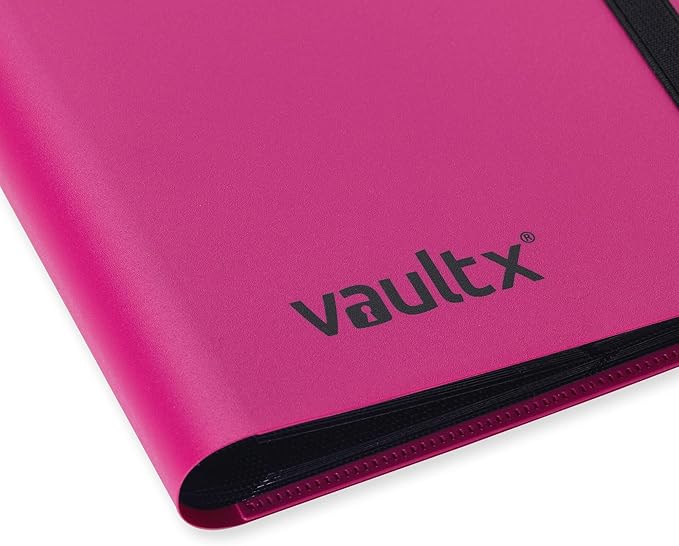 Vault X 4 Pocket Standard Strap Binder, Holds 160 Trading Cards in 20 Side-Loading Pages (Pink)
