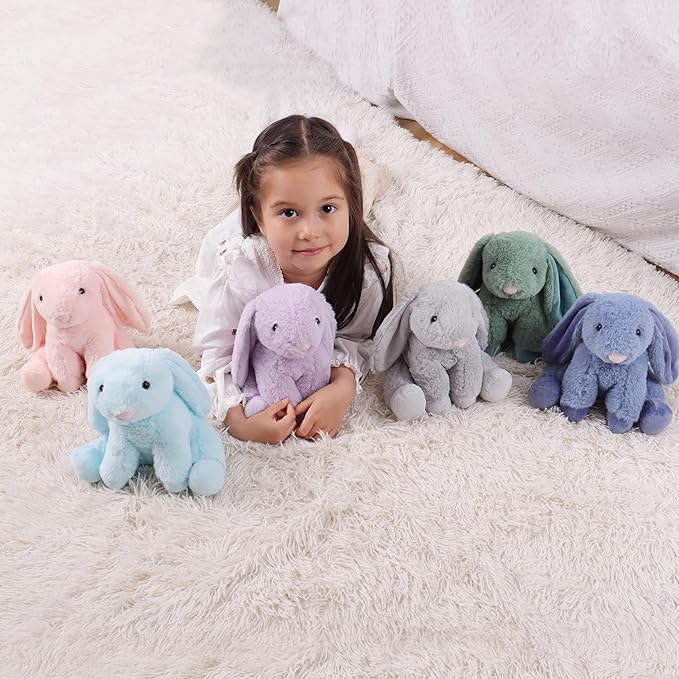 Apricot Lamb Toys Plush Purple Bunny Rabbit Stuffed Animal with Fluffy Soft Ears (Purple Bunny, 8 Inches)
