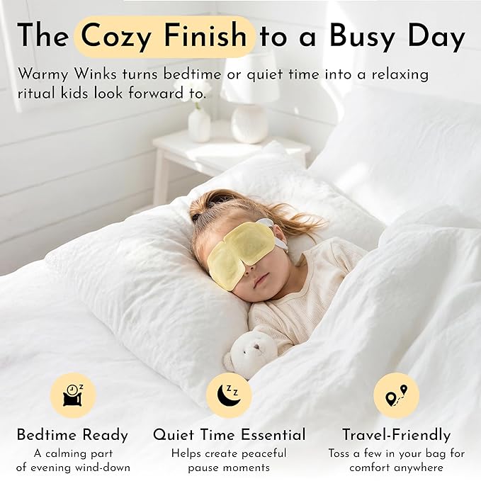GlamBaby Warmy Winks Self-Heating Eye Mask for Kids – Heated Warm Compress for Dry Eyes, Irritation & Puffiness – Disposable Eye Mask for Children’s Eye Relief & Relaxation (30 Individual Units)