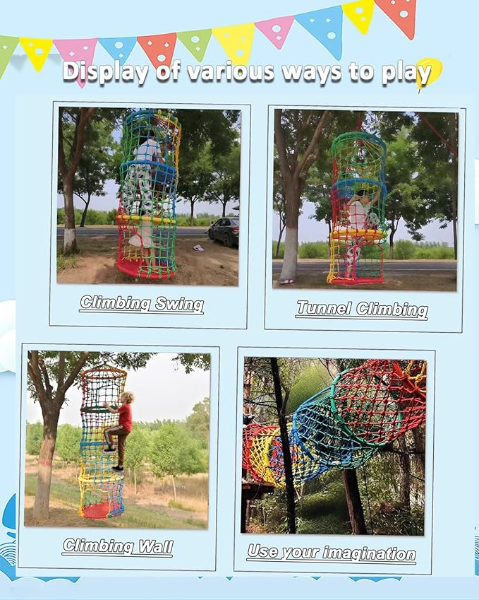 Saucer Tree Swing for Kids Climbing Rope Ladder for Children Rock Climbing Holds Suspension Indoor and Outdoor Balance Coordination Training Equipment (4 Tier)