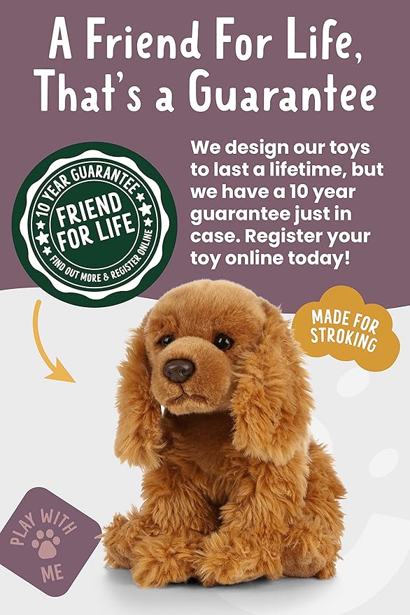 Living Nature Cocker Spaniel Stuffed Animal | Fluffy Dog Animal | Soft Toy Gift for Kids | 9 inches