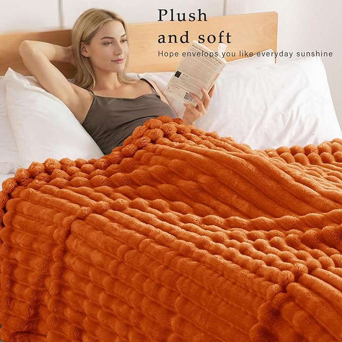 Exclusivo Mezcla Striped King Size Fleece Blanket for Bed, Couch, 90"x104" | Soft Breathable Cozy Bed Blankets, Lightweight Plush Fluffy Fuzzy Jacquard Decorative Blankets