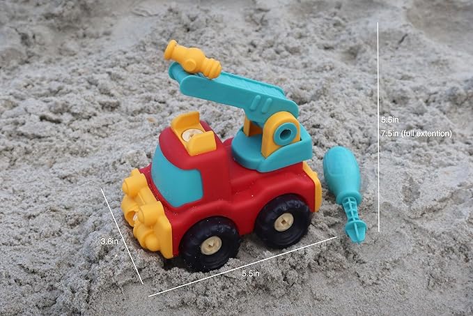Classic Construction and Assemble Toy, Pretend Play, Toddler Firetruck Playset, Dexterity Building Toy, 3 Years +, Take-Apart Firetruck
