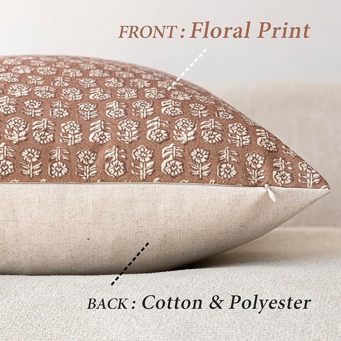 Foindtower Set of 2 Decorative Long Body Lumbar Throw Pillow Covers Neutral Farmhouse Cushion Covers Vintage Home Decor for Sofa Couch Chair Bedroom Living Room,14×36 Inch,Light Orange Brown