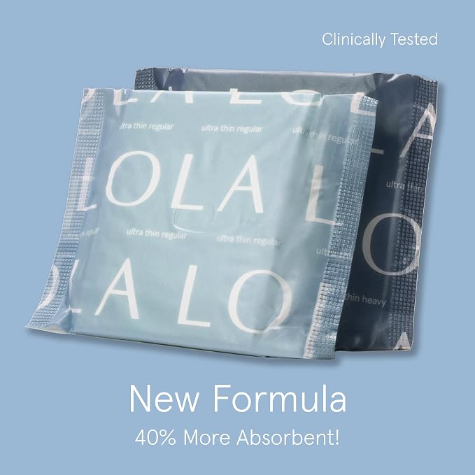 LOLA Cotton Pads - Ultra Thin Pads with Wings - Organic Cotton Hypoallergenic Material - Organic Panty Liners - 36 Count, Regular