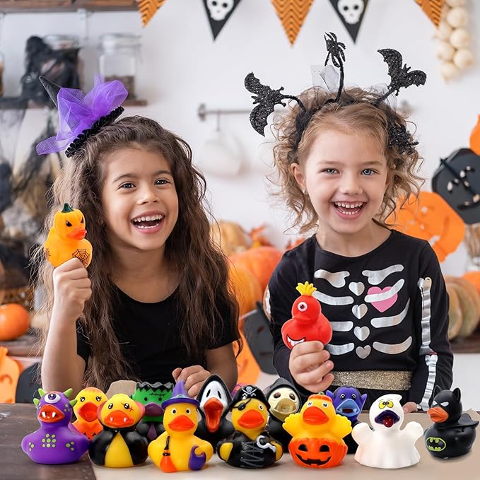 30 Pack Halloween Rubber Ducks-2.3 Inch Bulk Floater Ducks for Ducking Assortment Rubber Duckies for Kids Baby Bath Toys,Birthday Gifts Party Favors Summer Beach Pool Activity Toys