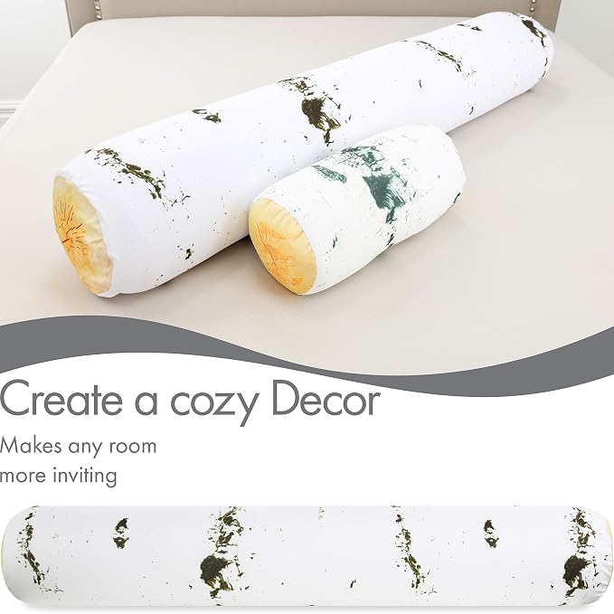 Log Birch Microbead Body Pillow - Straight Long Pillows for Comfort or Use During Pregnancy- Spandex 85% / Nylon 15% - Spongy Cooling Hypoallergenic Outer Fabric - 50" X 8" - Side Sleepers
