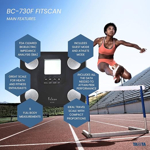 FitScan BC-730F FitScan InBody Scale - Japan Technology Compact Digital Body Composition Monitor with BMI, Fat, Muscle Mass, Metabolism Tracker - User Friendly & Accurate