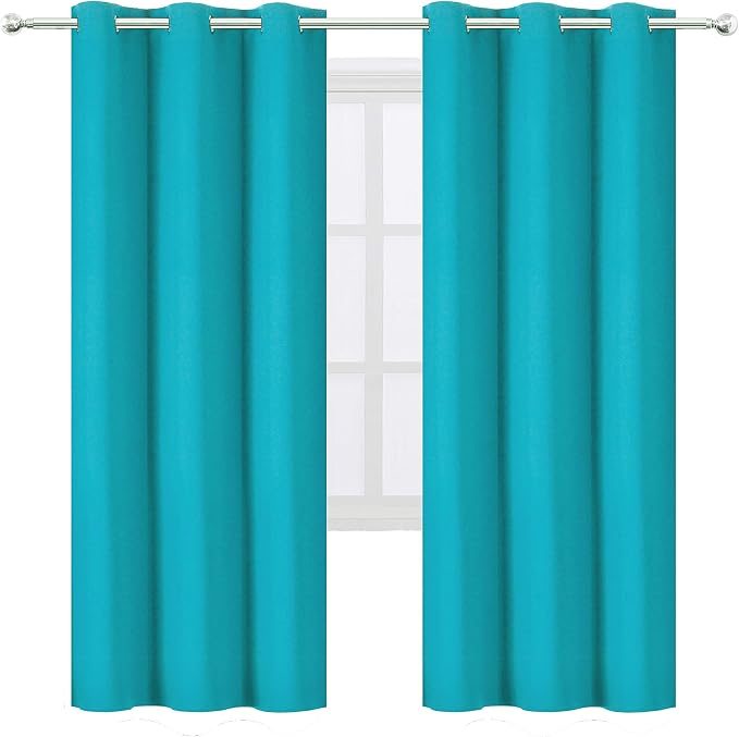 LEMOMO Teal Thermal Blackout Curtains/42 x 72 Inch/Set of 2 Panels Room Darkening Curtains for Bedroom