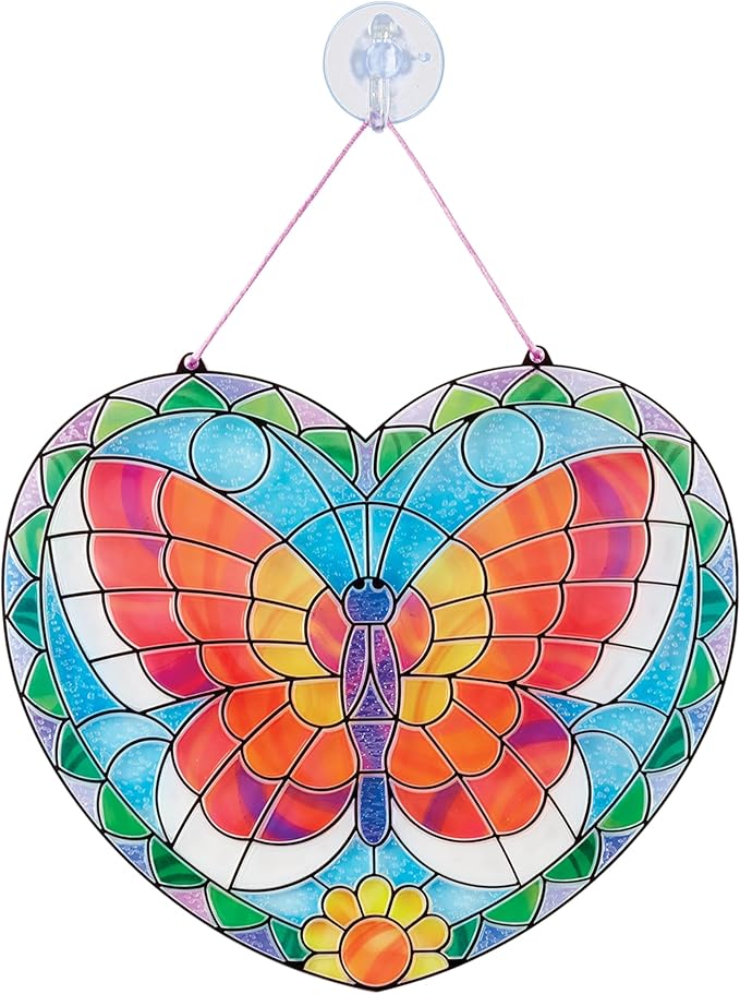 Melissa & Doug Stained Glass Made Easy Activity Kit: Butterfly - 140+ Stickers Kids Sticker Stained Glass Craft Kit; Sun Catchers for Kids Ages 5+